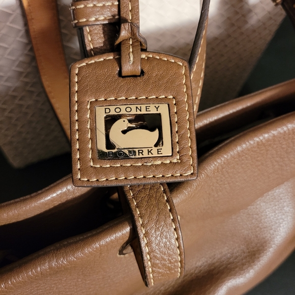 Dooney & Bourke Pebble Grain Taupe Leather Shoulder Tote - Picture 1 of 12